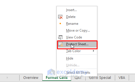 Use the Format Cells Option to Protect Selected Cells in Excel