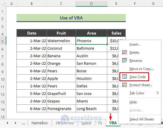 Use Excel VBA to Point out Multiple Cells in a Column without Mouse