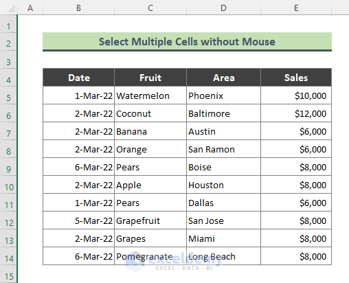 9 Easy Methods to Select Multiple Cells in Excel without Mouse
