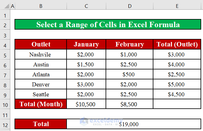 How to Select a Range of Cells in Excel Formula