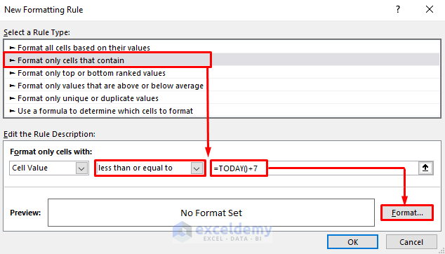 Apply Conditional Formatting to Set Due Date Reminder in Excel