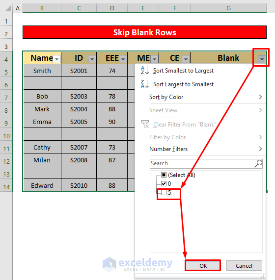 Apply the COUNTBLANK Function to Skip Blank Rows in Excel