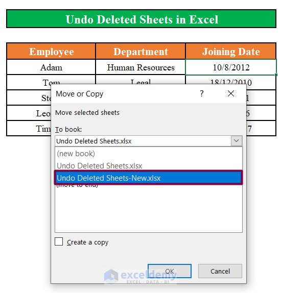Make a Copy of the Existing Worksheet to Undo Deleted Sheet