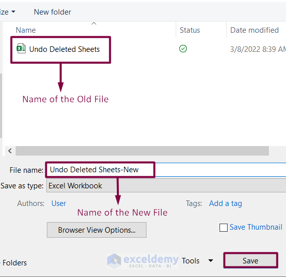 Make a Copy of the Existing Worksheet to Undo Deleted Sheet