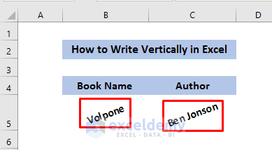 Write Vertically Utilizing Rotate Text for a Given Angle in Excel