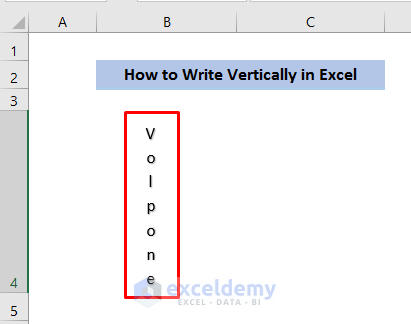 Write Vertically Using WordArt in Excel