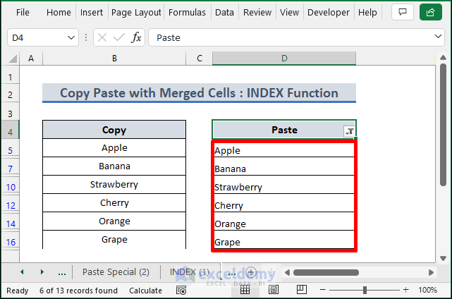 How to Copy and Paste in Excel with Merged Cells