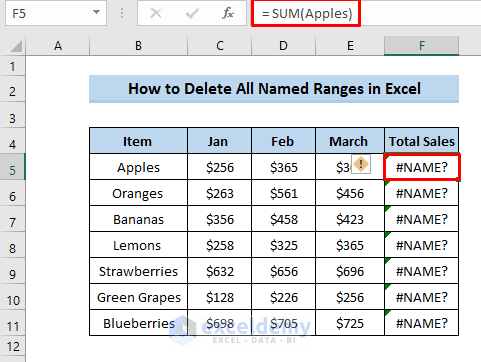 Remove All Named Ranges Utilizing Name Manager in Excel