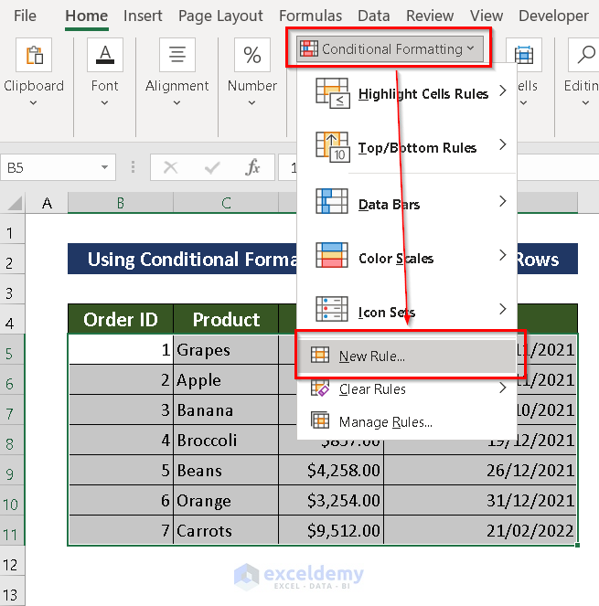 Apply Conditional Formatting to Delete Multiple Rows at Once