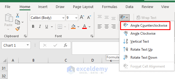 Changing the Orientation of Text in Excel Chart