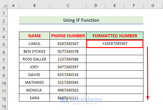 Using IF Function to Add Country Code