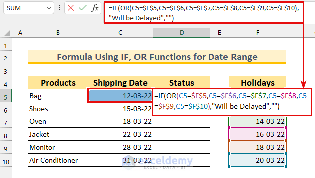 IF Formula for Date Range in Excel