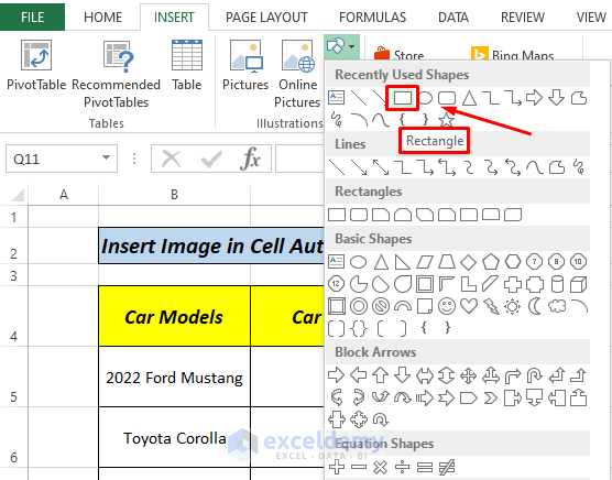 insert picture in excel cell automatically insert shape method