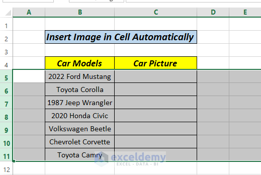 insert picture in excel cell automatically using insert tab