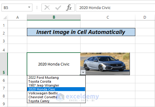 insert picture in excel cell automatically