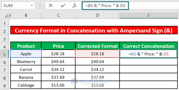 Ampersand Sign (&) in Excel