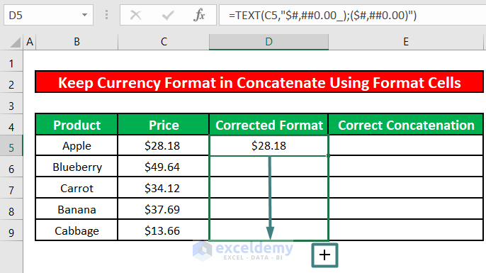 Apply Format Cell Option and Keep Currency Format 