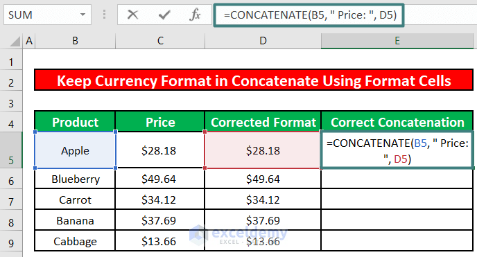 CONCATENATE Formula in Excel