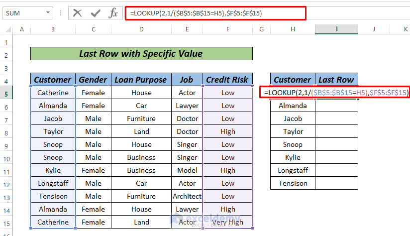 Last Row with Specific Value Using LOOKUP