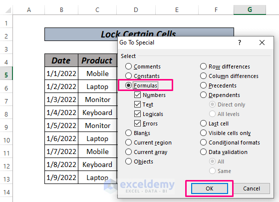 Lock formula Cells in Excel 