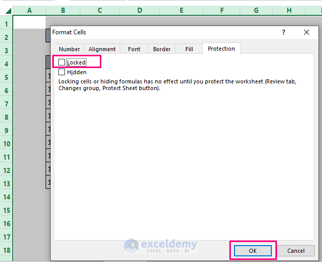 Lock Certain Cells in Excel 