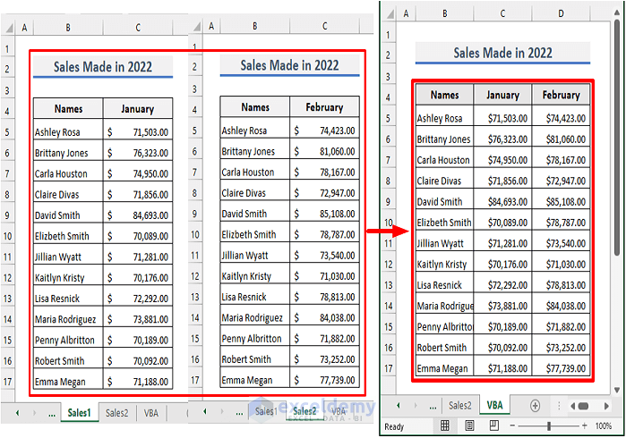 Merge data in excel from multiple cells