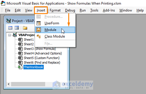 Module-How to Show Excel Formulas When Printing