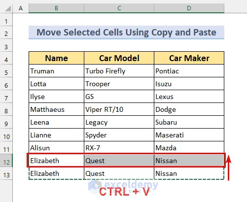 Move Selected Cells in Excel with Keyboard