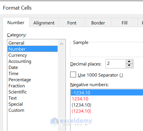 Remove Decimals in Excel Formula Bar with the Format Cells Dialog Box