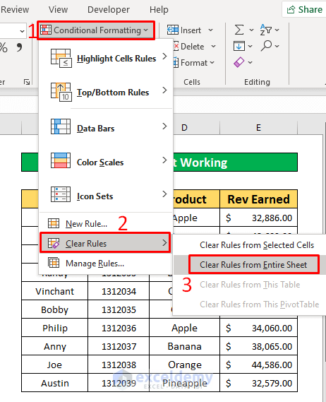 Remove Conditional Formatting to Solve the Right Click Copy and Paste Not Work Error in Excel