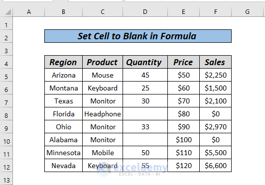 Set Cell to Blank in Formula 