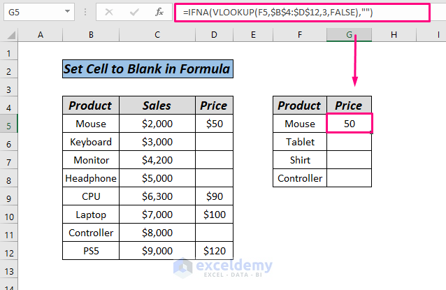 Set Cell to Blank Formula using IFNA WITH VLOOKUP