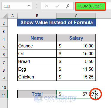 Right Button of Mouse to Display Just Value in Excel
