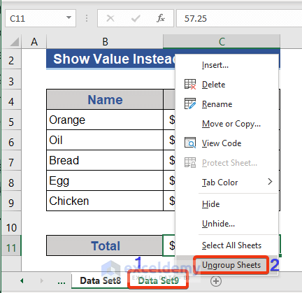 Remove Excel Formula from Multiple Sheets to View Values