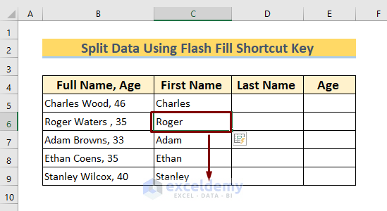 Keyboard Shortcuts to Use Flash Fill