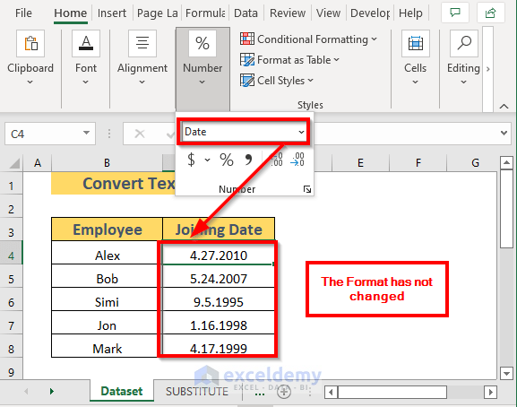 text won't convert to date in excel