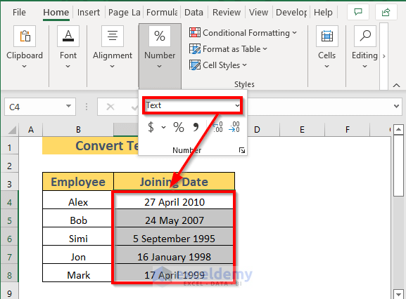 text won't convert to date in excel