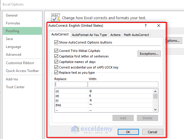 Turn on spell check in Excel methods