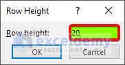 Change Excel Row Height to Uncover Top Rows