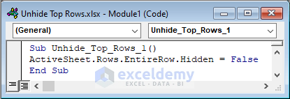 Excel VBA to Disclose Top Rows