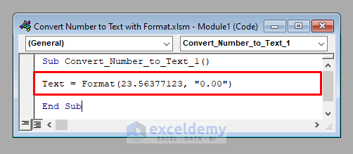 VBA Code to Convert Number to Text with Format in Excel