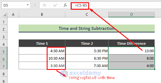 Reason 4: Excel Returns VALUE Error When Subtracting Time from String