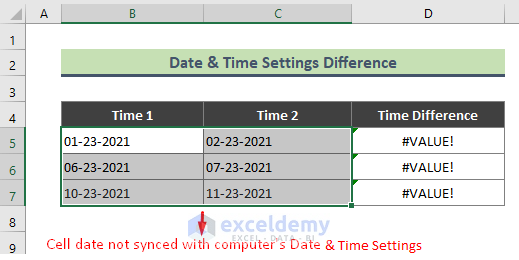 Reason 2: System Date and Time Settings Is Not Similar to Excel Cell Dates