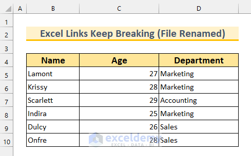 why do my excel links keep breaking