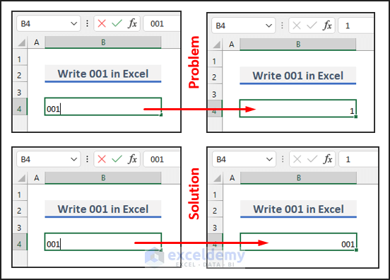 How to Write 001 in Excel