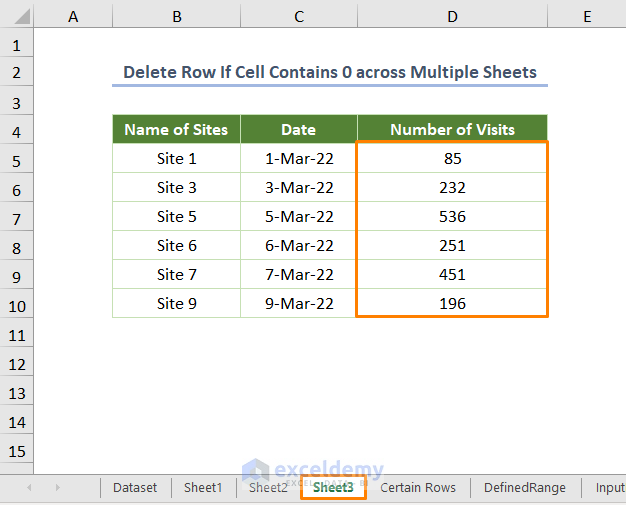 excel macro delete row if cell contains 0 across Multiple Sheets