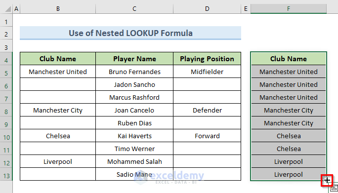 Autofill Blank Cells in Excel with Value Above Using Nested LOOKUP Formula