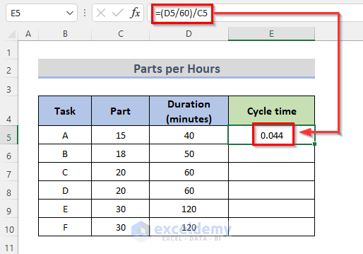 7 Different Calculations of Cycle Time in Excel