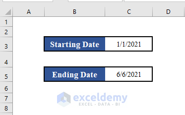 Excel Dates to Calculate the Number of Days between Two Dates with Excel VBA