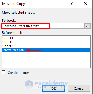 Apply Move or Copy Operation to Combine Multiple Excel Files into One Workbook with Separate Sheets